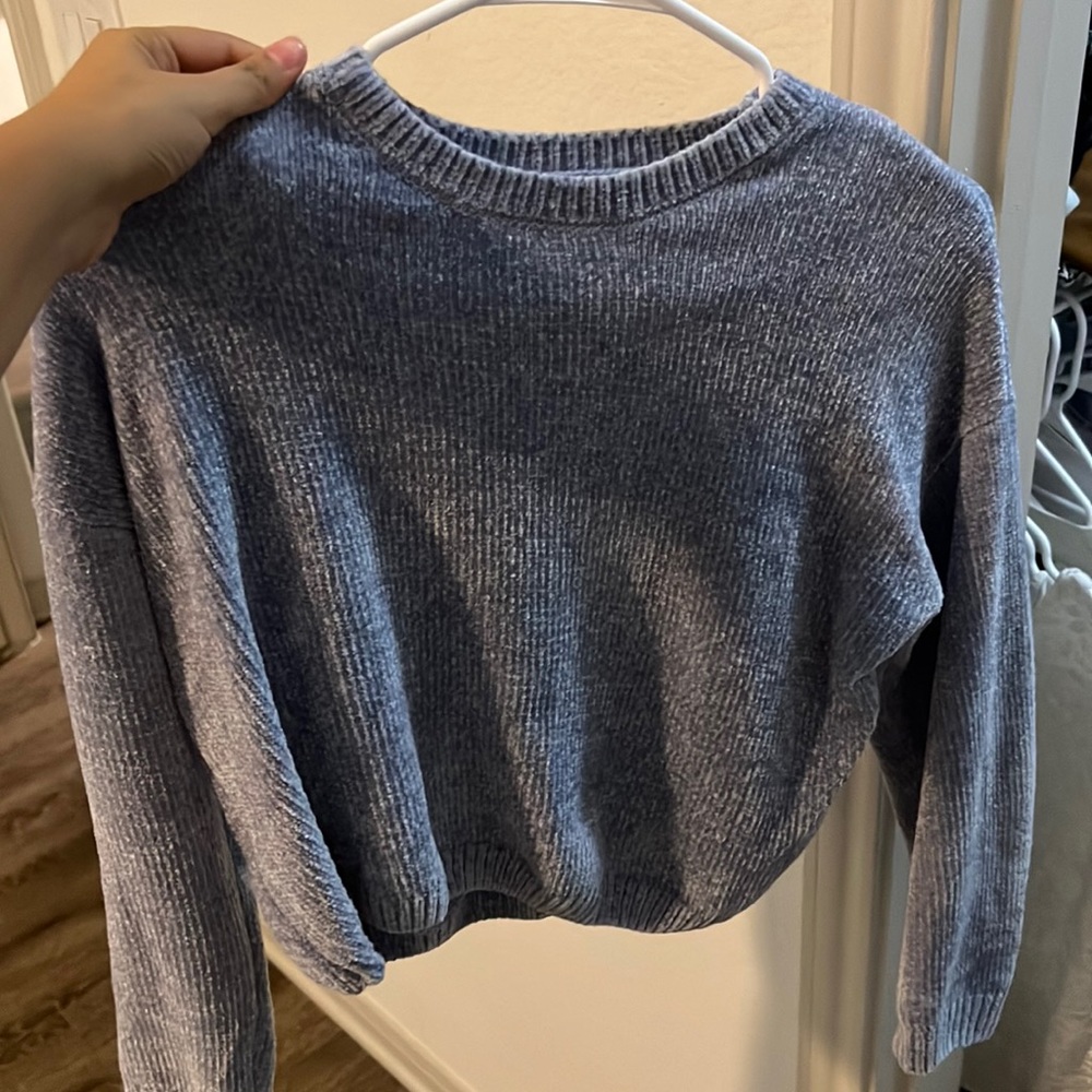light blue soft velvet material full sleeve top